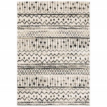 Homeroots 7 x 9 ft. Ivory & Black Eclectic Patterns Indoor Area Rug 388044